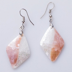 MOP72 Rhombus Pink and White Shell Jewelry Fashion Lady Earrings
