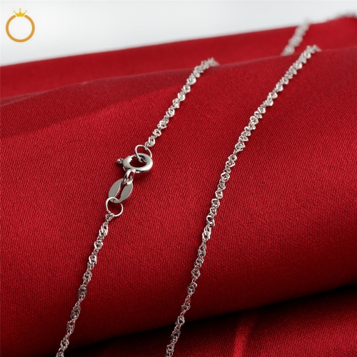 SSN131 Water Wave Chain 925 Sterling Silver Necklace Classic Basic Chain