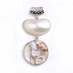 MOP131 Blister Pearl Shell Focal Pendant Mother of Pearl Natural Sea Shell Island Style