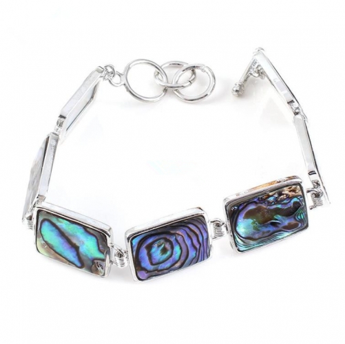 MOP103 Boho Beach Natural Jewelry Rectangle Abalone Paua Shells Bracelet