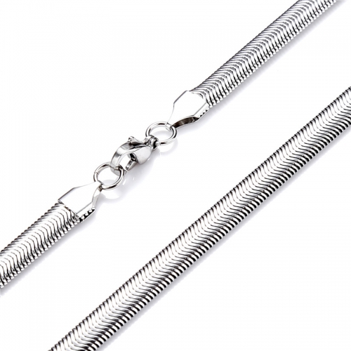 BXGN198 10 Pieces Herringbone Flat Snake Chain Necklace Stainless Steel 6mm