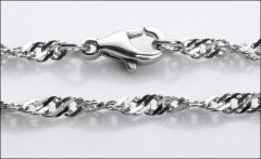 BXGN74 10 Pieces Water Wave Chain Necklace 316L Womens Stainless Steel Jewelry