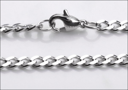 BXGN73 10 Pieces Curb Link 316L 3mm Stainless Steel Chain Necklace