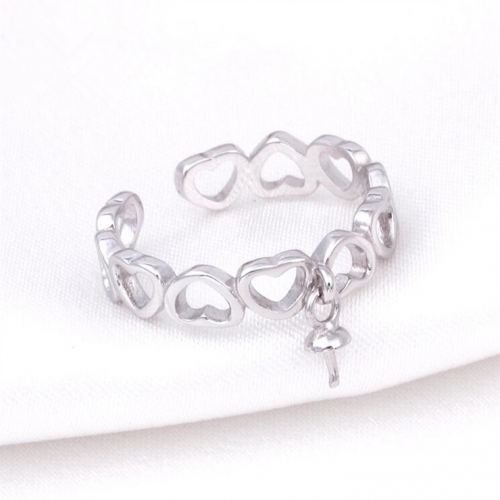 SSR173 Heart Eternal Love Ring Mounts Dangle Pearl 925 Sterling Silver for Girls
