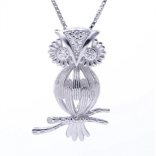 SSC65 Owl Pearl Cages Pendant Delicate 925 Silver Zircons Jewelry Mounting