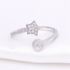 SSR211 Shining Star Zircons 925 Sterling Silver Pearl Ring Setting