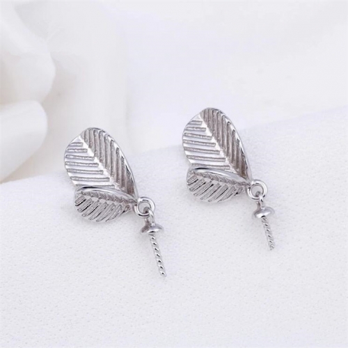 SSE100 Double Leaves Earring Settings 925 Sterling Silver