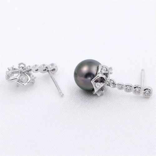 SSE10 Pearl Bridal Jewelry Findings Zircon 925 Silver Pretty Earring Gift DIY
