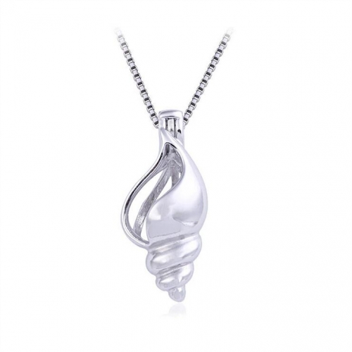 SSC92 Conch Pearl Bead Cage Pendant 925 Silver Locket