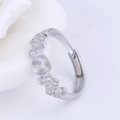 SSR03 Elegant Ring for Women 925 Silver Zircons Pearl Findings