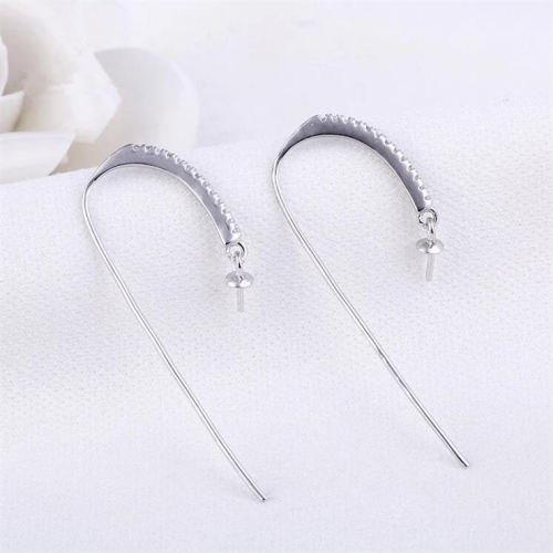 SSE14 Zircons 925 Silver Long Hook Earring for Jewelry Making Pearl Findings