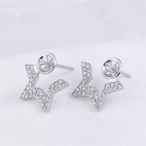 SSE18 Star Earring Findings Zircons 925 Sterling Silver Pearls DIY