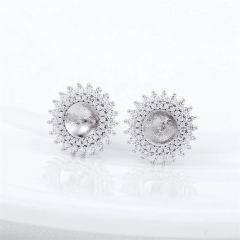 SSE19 DIY CZ Jewellery Earring Findings Sterling Silver 925 Pearl Mount