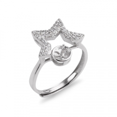 SSR332 Star Ring 925 Sterling Silver Cubic Zirconia DIY Pearl Mountings