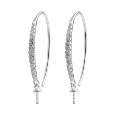 SSE202 Cubic Zirconia Jewellery Earwire Findings 925 Silver DIY Pearl Earrings
