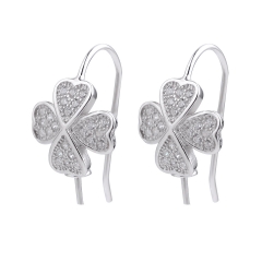 SSE244 Silver 925 CZ Clover Earring Findings Bead Cap with Peg