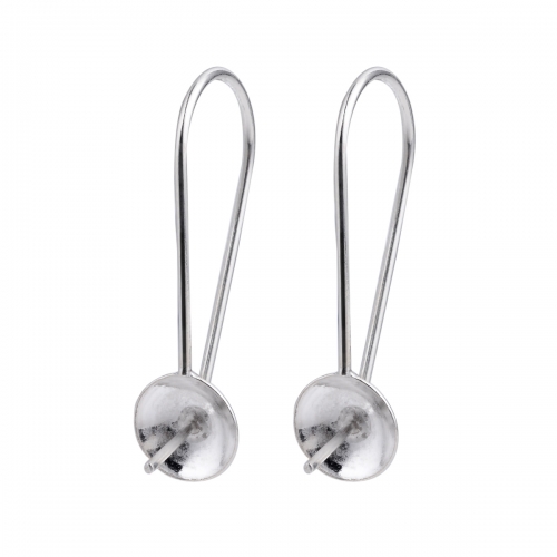 SSE250 Ear Wire Hooks Pearl Mounts Simple Cap with Peg Earwires 925 Silver