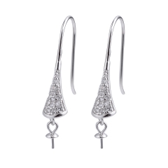 SSE247 CZ Earring Findings 925 Silver Pearl Earring Designs for Women