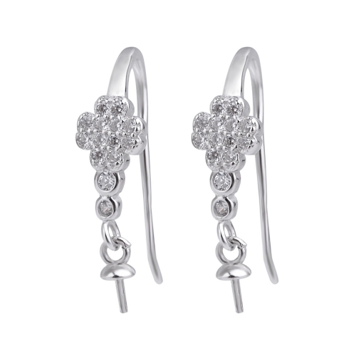 SSE242 Dangle Earring DIY Accessory 925 Sterling Silver Clear Zircons