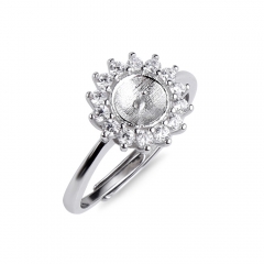 SSR150 Pearl Settings Ring Mount Findings 925 Sterling Silver Cubic Zirconia Surrounded