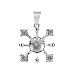 SSP266 Four CZ Stone Pearl Silver 925 Pendant Mounting