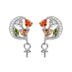 SSE256 Colorful CZ Zircon Earring for Women 925 Silver Designer Jewelry Pearls DIY Gift