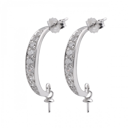 SSE216 Brilliance Zircons Wedding 925 Silver Curve Earrings DIY Pearl Mounting