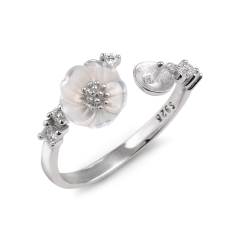 SSR96 Silver 925 Ring Base with Zircon Fine Jewelry Flower Ring Pearl Mount