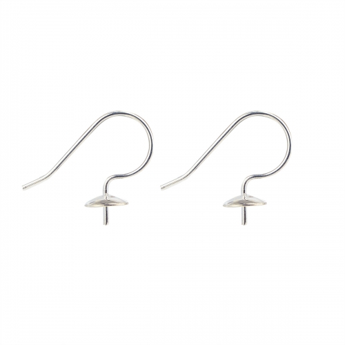 SSE61 Earwire Findings 925 Sterling Silver Fishhook with Cap and Peg for Half Drilled Pearls