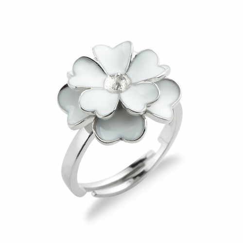 SSR108 White Flower Cluster Ring 925 Sterling Silver DIY Pearl Mounts