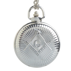 WAH295 Freemasonry Masonic Quartz Pocket Watch Chain Silvery Case Value Quality