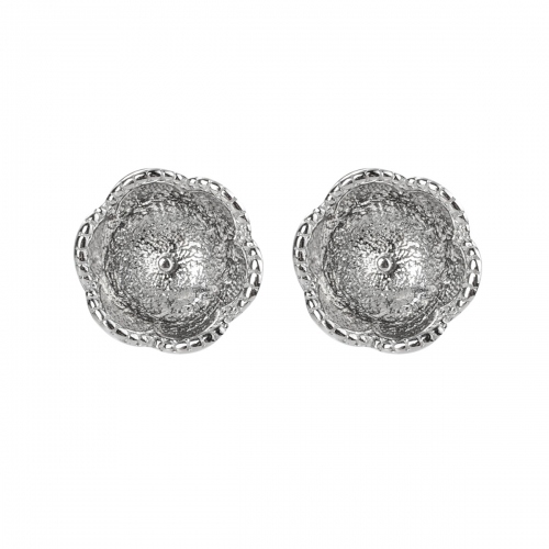 SSE254 Solid 925 Sterling Silver Cup Studs Earring Posts for Half Drilled Pearls and Stone