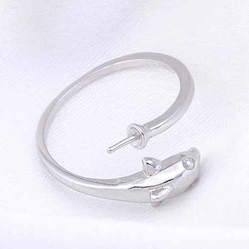 SSR47 Dolphin Design Ring Findings 925 Sterling Silver