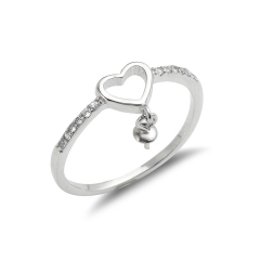 SSR139 Heart Jewellery 925 Silver Zircon Ring Blank DIY Pearl Dangle Ring Mount
