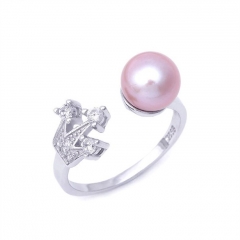 SSR252 Women Jewelry 925 Silver Small Crown Zircon Ring Pearl Settings