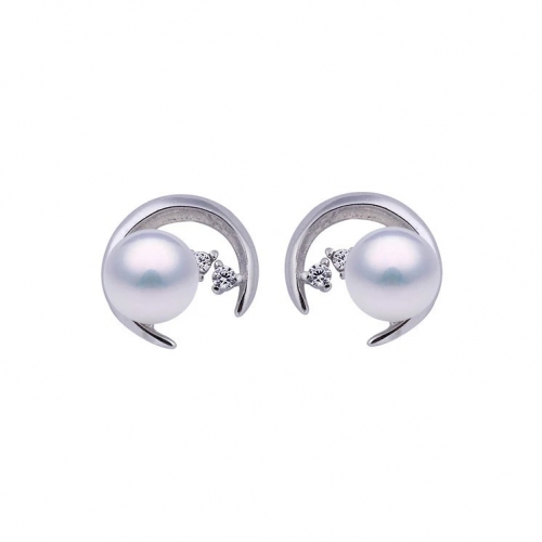 SSE71 Simple Little Moon Pearl Stud Earring Mountings