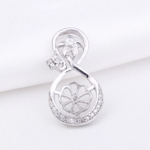 SSP07 Pearl Mount Pendant 925 Sterling Silver Cute Flower Pendant
