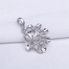 SSP14 Three-quarters Of Crochet Flowers Sterling Silver Pearl 925 Pendant Fittings