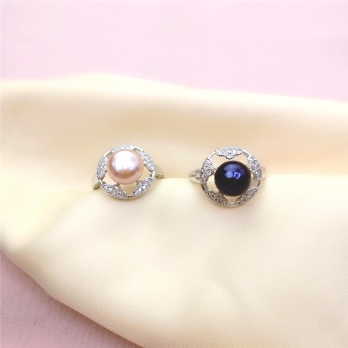 SSR255 Women Pearl Jewelry Ring Findings Zircon 925 Sterling Silver for DIY