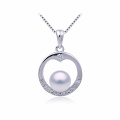 SSP20 Simple Round Zircon Sterling Silver Pearl Pendant Fittings