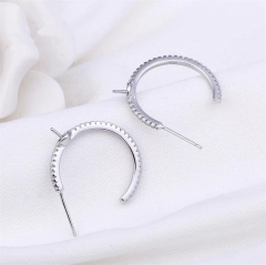 SSE261 Hoop Earrings Findings 925 Sterling Silver Pearl Mount