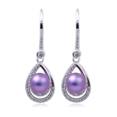 SSE268 Clear Zircons Jewelry Fashion 925 Silver Semi Mount Hook Earrings