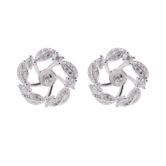 SSE215 Clear Zircons Floral Earring Semi-finished Mountings Earrings Pearl Accessories 925 Silver