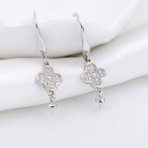 SSE271 Jewelry Findings 925 Silver Pearl Hook Dangling and Drop Earrings