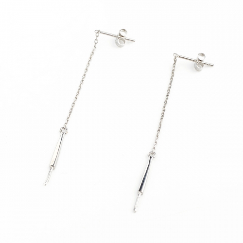SSE205 Pearl Drop Earring Mountings Threader Chain Earring Findings 925 Silver