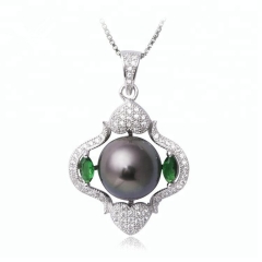 SSP21 Green Crystal Heart Pearl Pendant Mounting Wedding Accessories 925 Silver Gift DIY