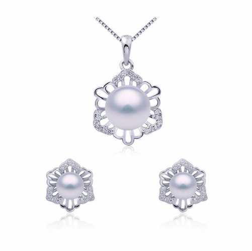 SSP22 Hexagon Flower 925 Sterling Silver Pearl Jewelry Pendant Setting