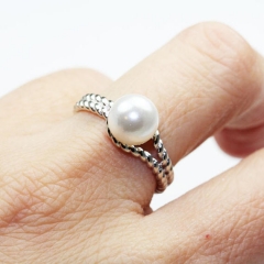 SSR125 Twisted Band Ring Solid 925 Silver DIY Pearl Jewellery