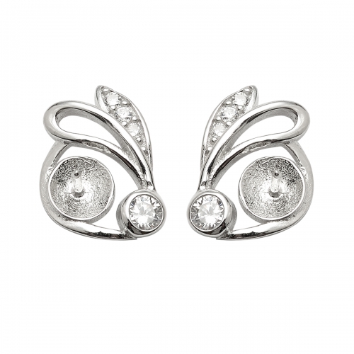 SSE152 Cute Rabbit Stud Earring 925 Silver Zircon Pearl Findings for Girls Women