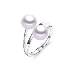 SSR97 Sterling 925 Silver Rings Accessories with Two Pearl Seat for DIY Pearls